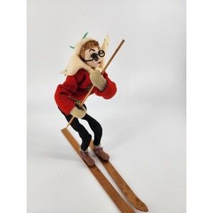 Roldan Klumpe Cloth Doll  Woman w/Glasses Skier Painted Face no Tag